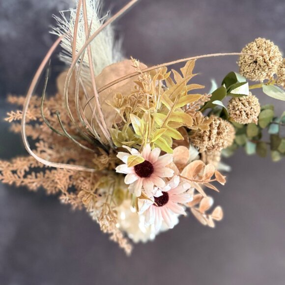 Boho Faux & Dried Floral Arrangement with Peony – Handmade Home Décor - Picture 6 of 12
